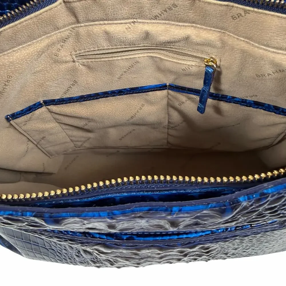 Brahmin Elaine Melbourne Leather Satchel Bag Sapphire Blue